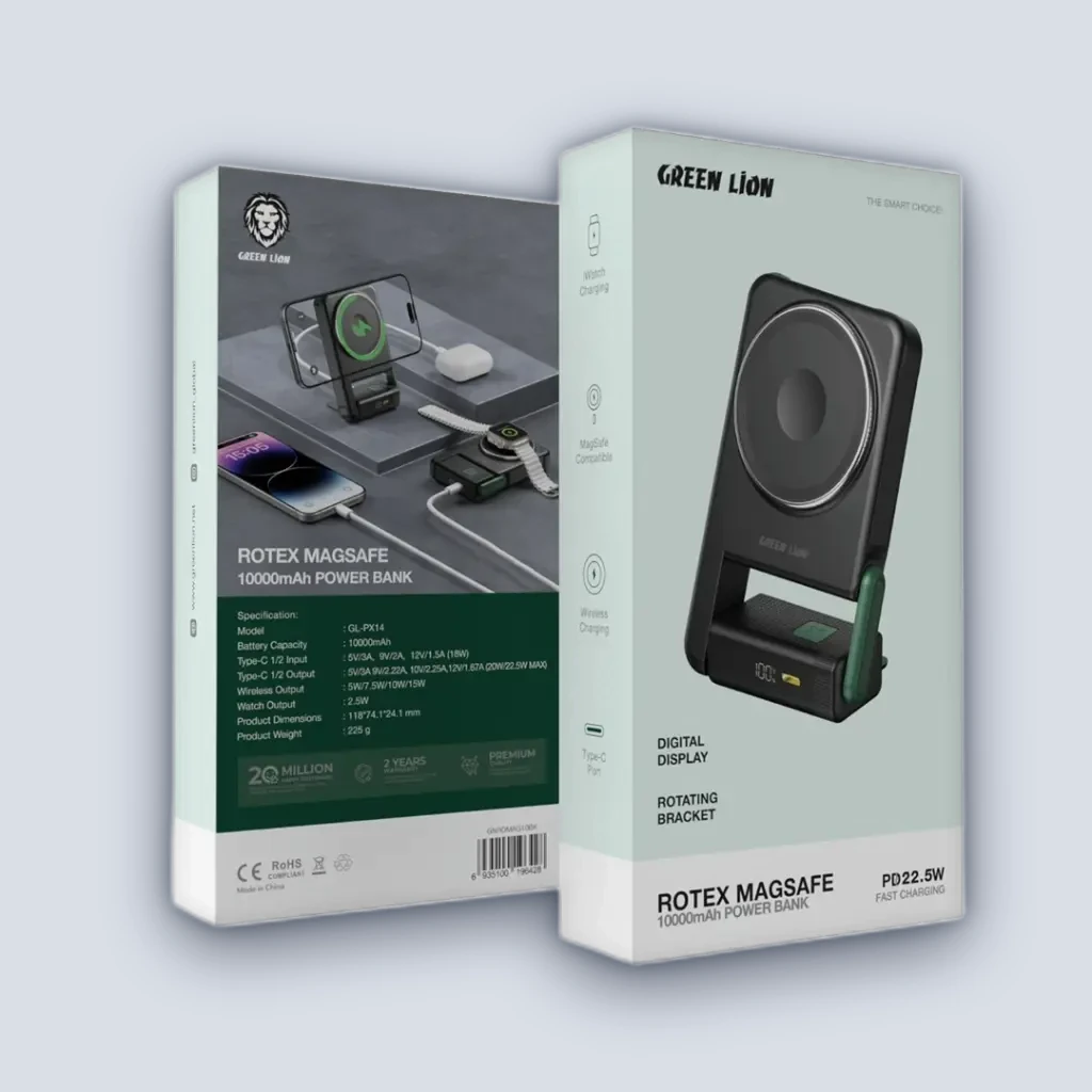 Green Lion Green Lion Rotex MagSafe 10000mAh Power Bank – Black