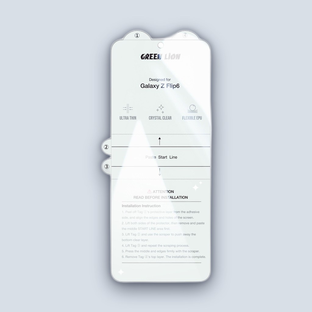 Green Lion Green Lion Samsung Galaxy Z Flip 6 Fold Protection Pack – Clear