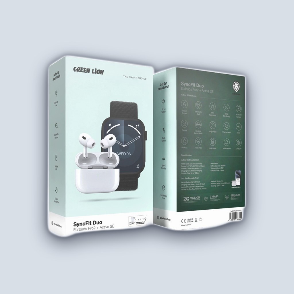 Green Lion Green Lion SyncFit Duo Earbuds Pro2 + Active SE – Black/White