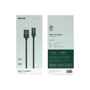 Green Lion Green Lion USB-A to USB-C Braided Cable 15W – Black