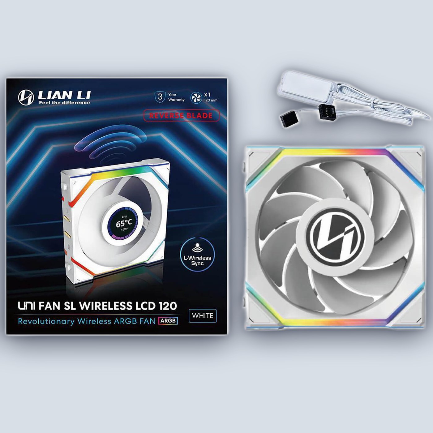 Lian-Li UNI SL Wireless LCD 120mm Reverse White Fan โ image 2