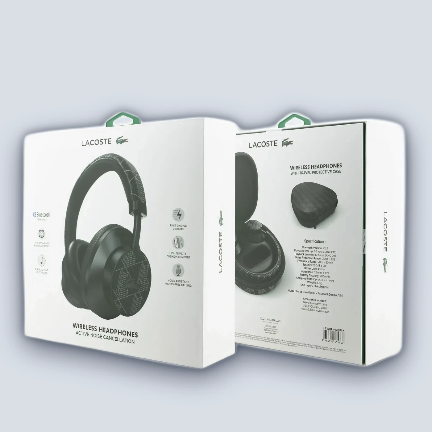 Lacoste Lacoste Hybrid ANC Bluetooth Headphones With Blend Design – Black