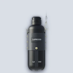 LePresso LePresso ThermaTrail Thermos Bottle with Crossbody Strap – Black