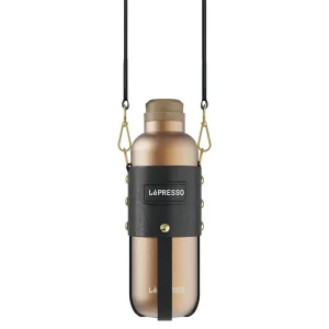 LePresso LePresso ThermaTrail Thermos Bottle with Crossbody Strap – Gold