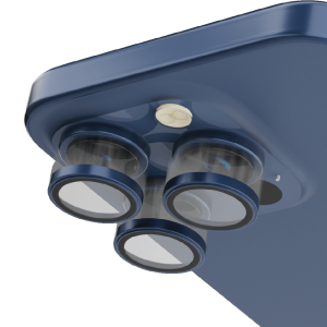 Levelo Lucent Trio 9H Hardness Camera Lens Protector for iPhone 15 Pro Max / 15 Pro – Blue