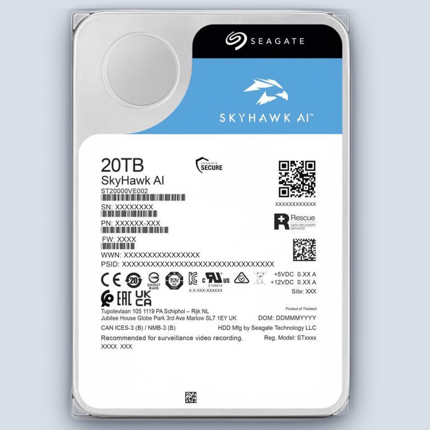 Seagate 20TB 256MB 7200 SATA3 3.5" HDD Skyhawk AI HDD — image 2