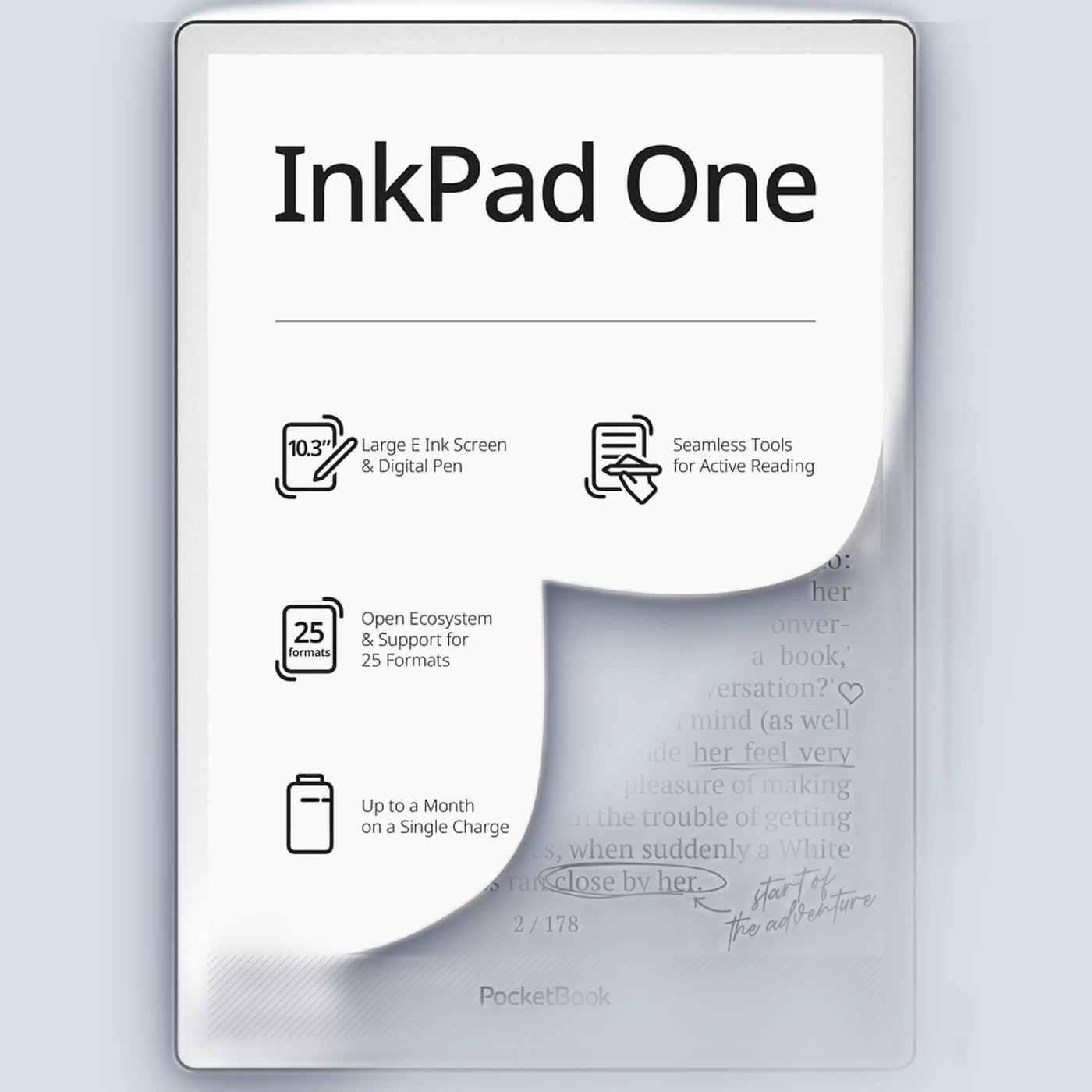 ספר אלקטרוני PocketBook 10.3″ InkPad One Black מט