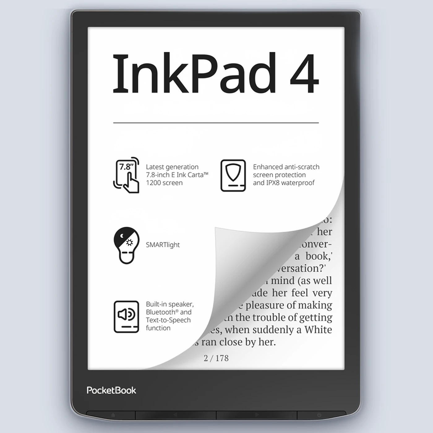 ספר אלקטרוני PocketBook 7.8” InkPad 4 Silver