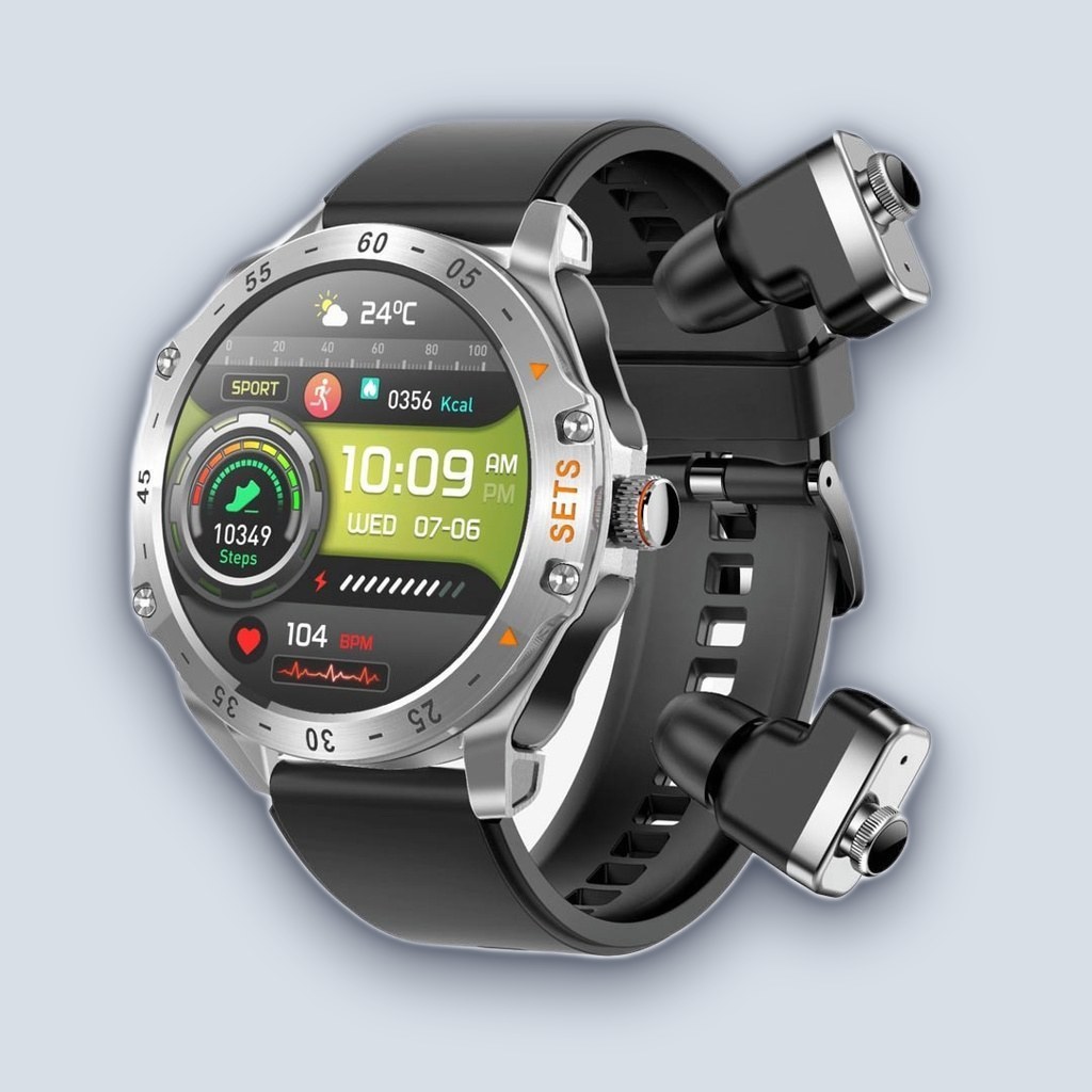 Porodo Hype Smartwatch With Earbuds – Silver