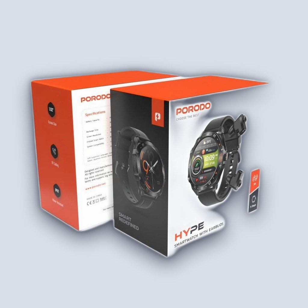 Porodo Porodo Hype Smartwatch With Earbuds – Black
