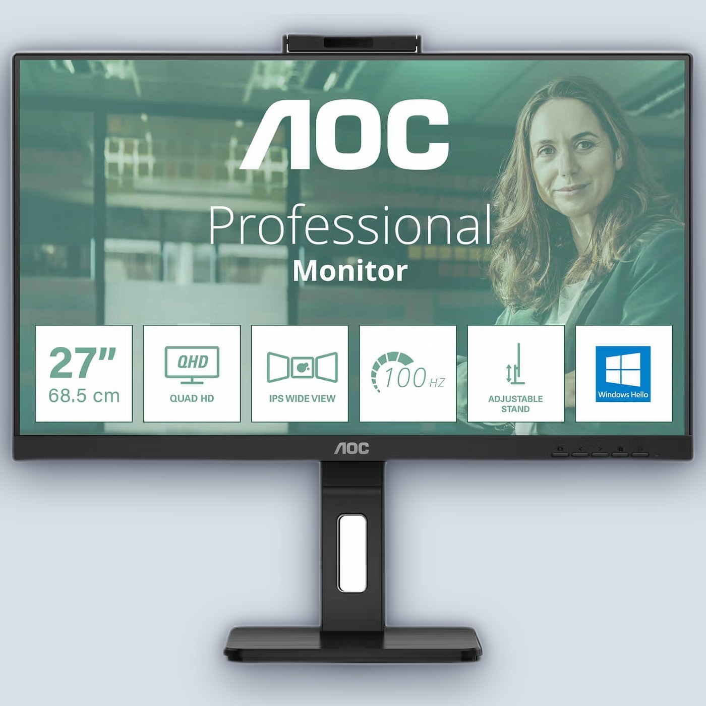 AOC 27″ IPS QHD 100Hz 4ms with Webcam Monitor