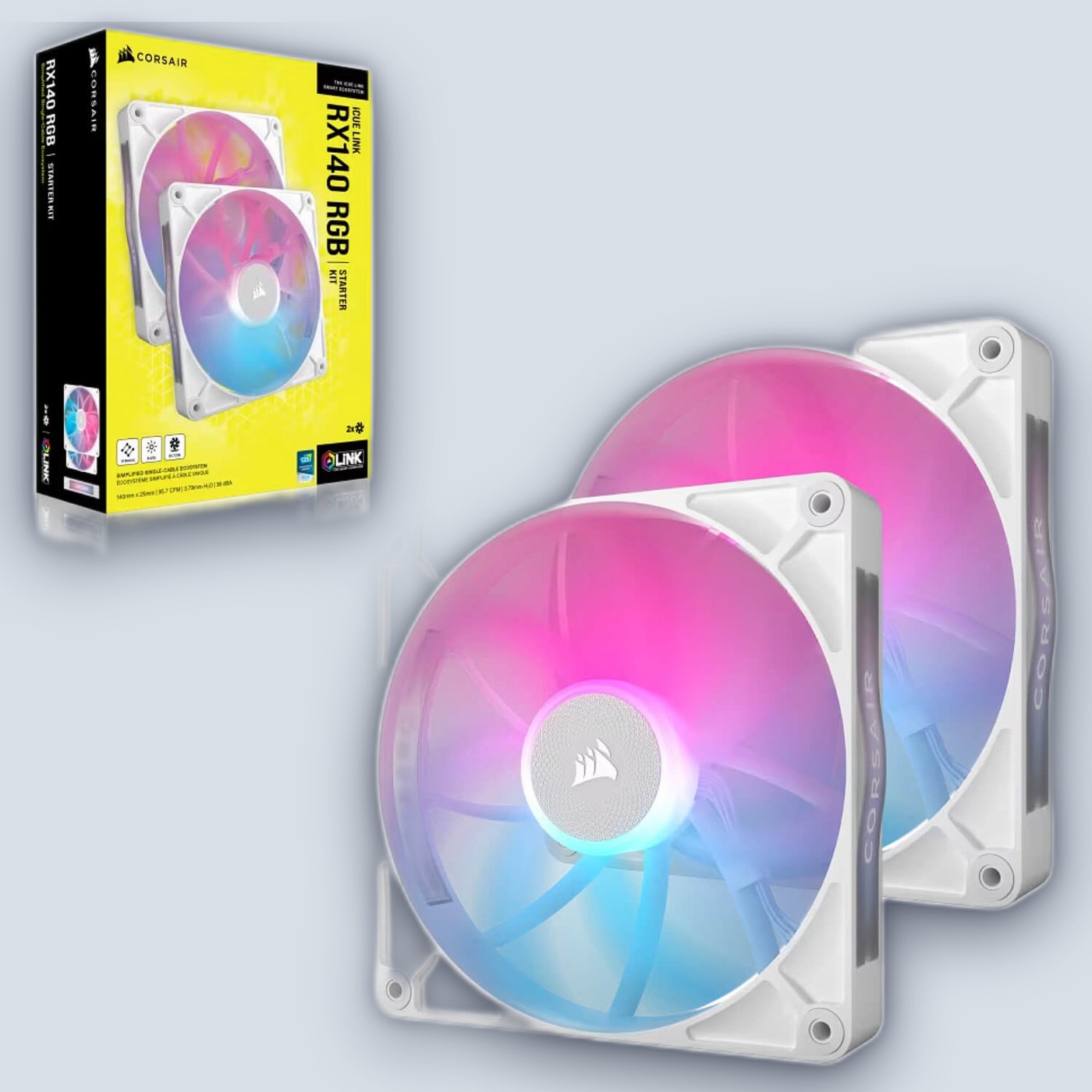 Corsair iCUE LINK RX140 RGB 140mm PWM 2xFans Start Kit White — image 2