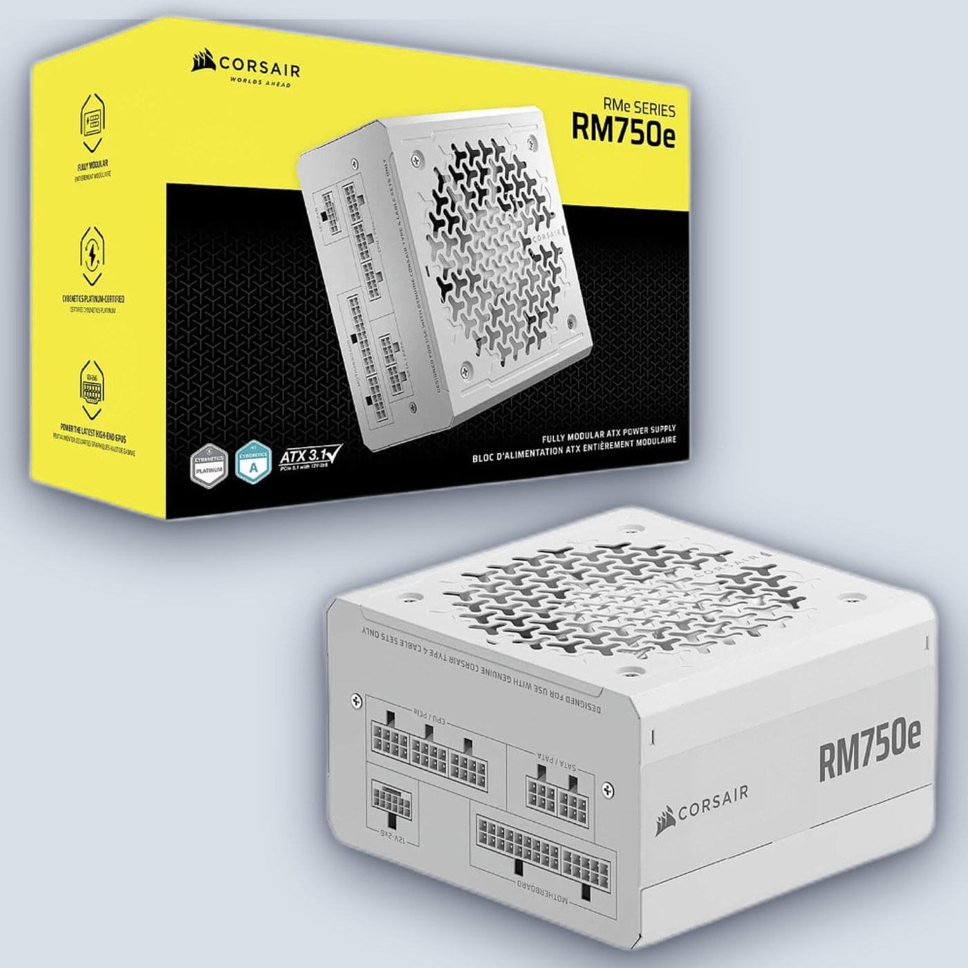Corsair RM750e 750W ATX 3.1 Gold Fully Modular White Power Supply — image 4