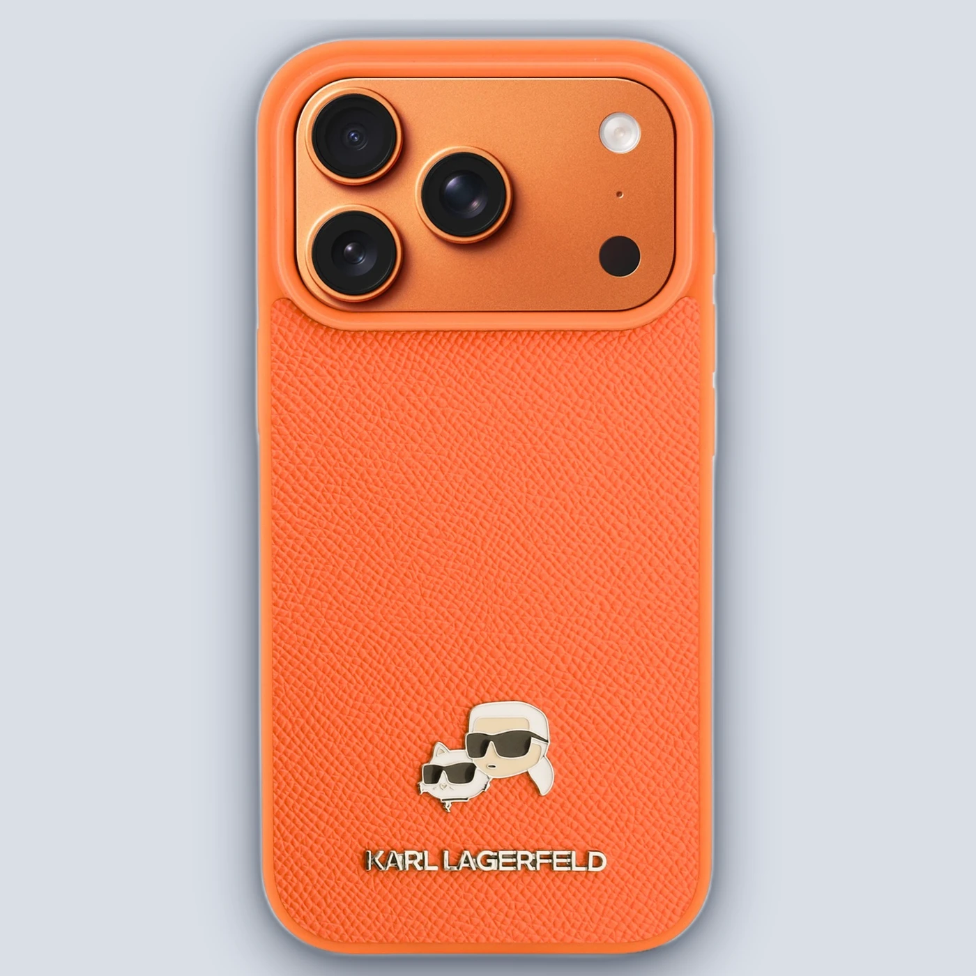 Karl Lagerfeld Karl Lagerfeld MagSafe Saffiano Case Karl & Choupette – iPhone 17 Pro – Orange