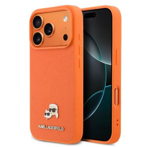 Karl Lagerfeld Karl Lagerfeld MagSafe Saffiano Case Karl & Choupette – iPhone 17 Pro – Orange