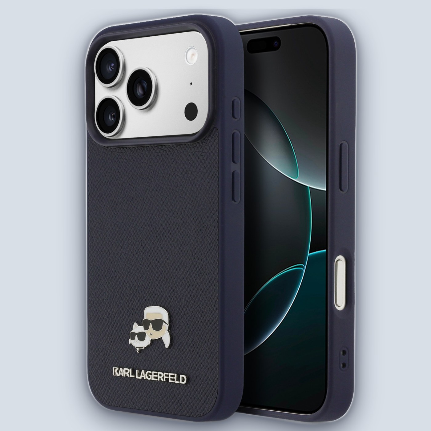 Karl Lagerfeld Karl Lagerfeld MagSafe Saffiano Case Karl & Choupette – iPhone 17 Pro – Navy
