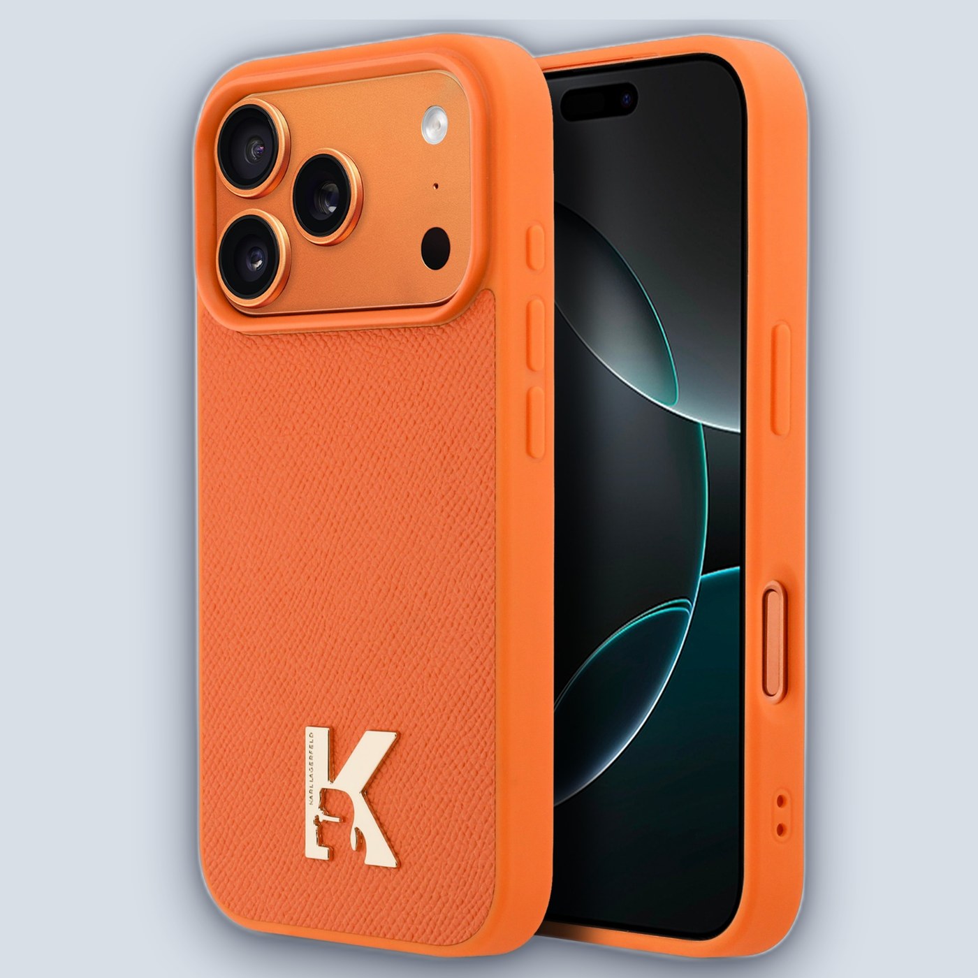 Karl Lagerfeld Karl Lagerfeld MagSafe PU Leather Metal K & Karl Logo – iPhone 17 Pro – Orange