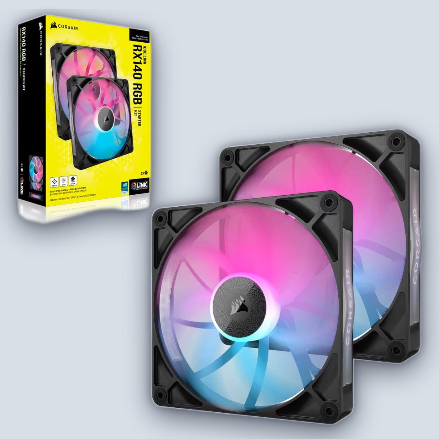 Corsair iCUE LINK RX140 RGB 140mm PWM 2xFans Starter Kit - Black — image 3