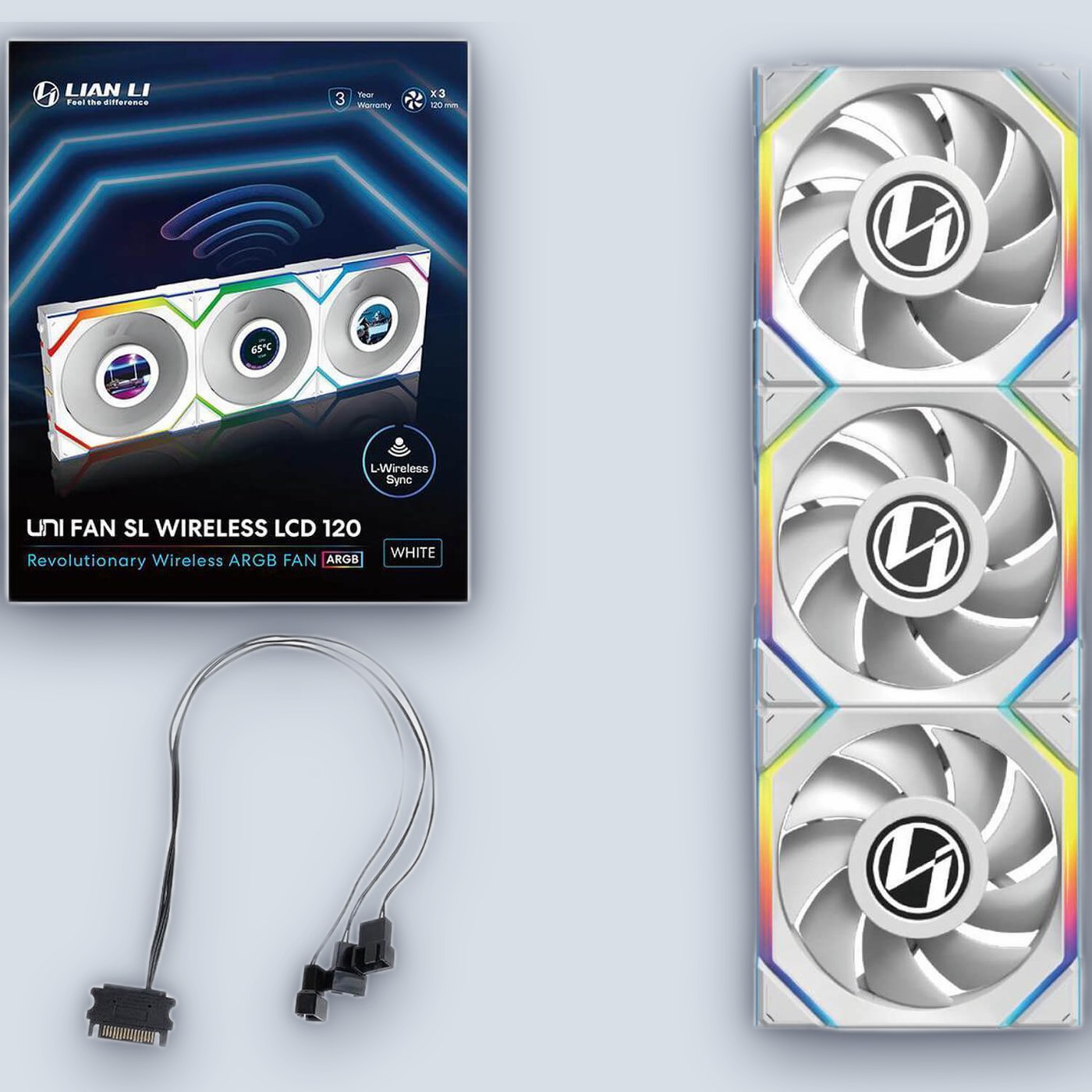 Lian-Li UNI SL Wireless LCD 120mm White 3xFans โ image 3