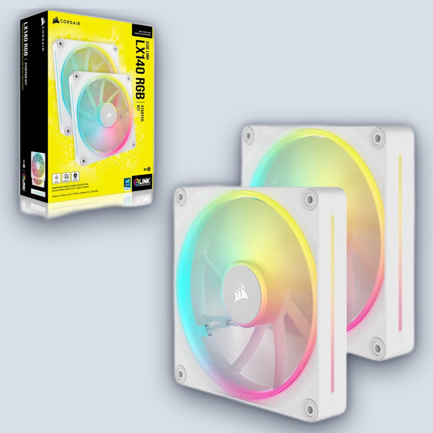 Corsair iCUE LINK LX140 RGB 140mm PWM 2x Fans Starter Kit - White — image 2