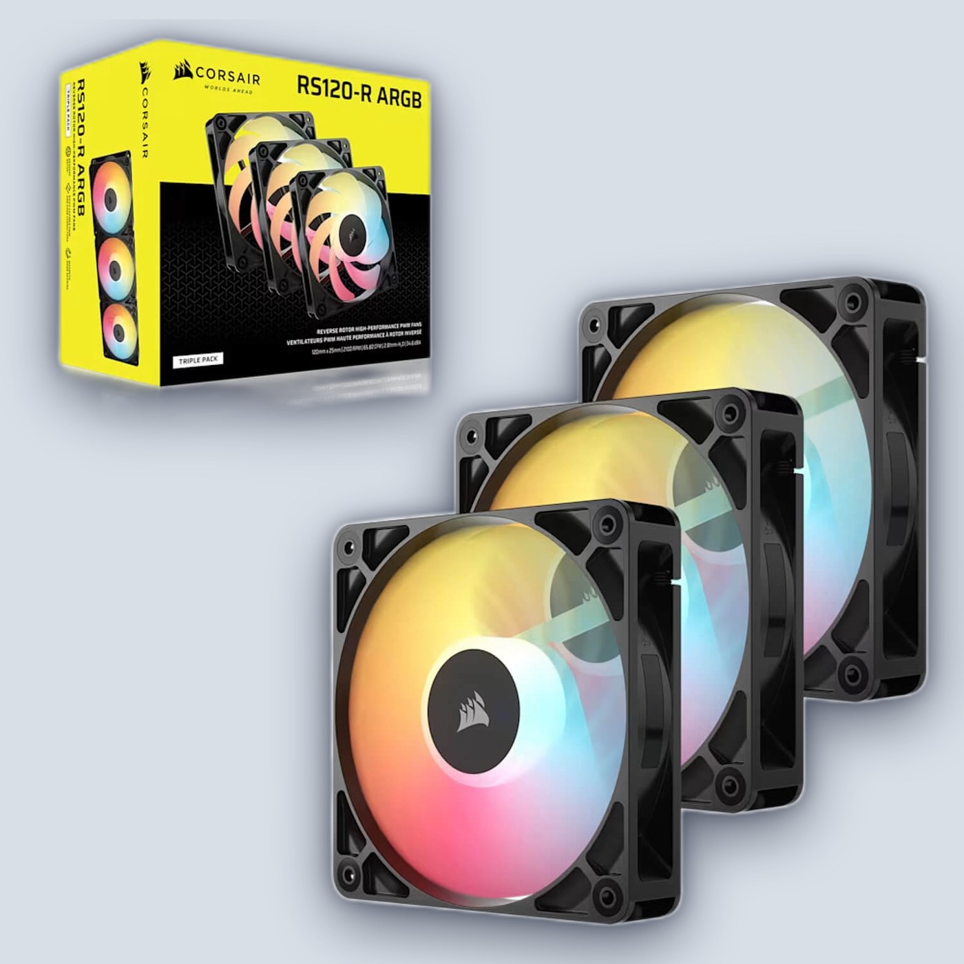 Corsair RS120-R ARGB 120mm PWM Reverse 3xFans - Black โ image 2