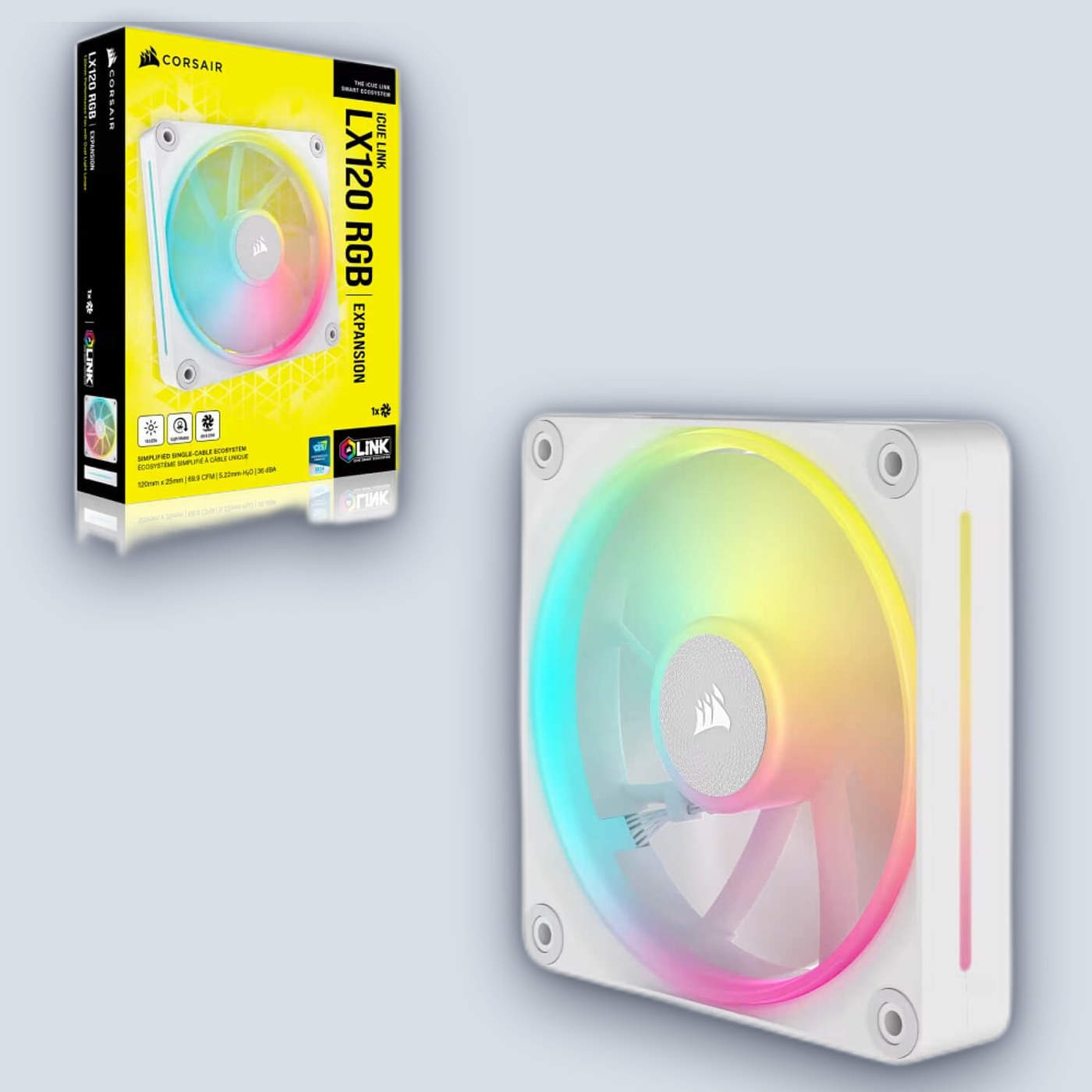 Corsair iCUE LINK LX120 RGB PWM 120mm White Fan Expansion — image 3