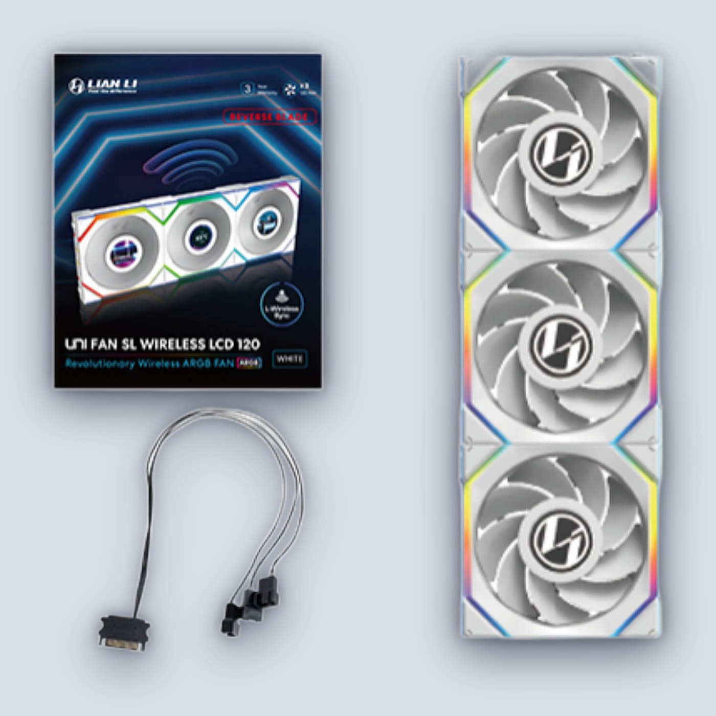 Lian-Li UNI SL Wireless LCD 120mm Reverse White x3 Fans โ image 5