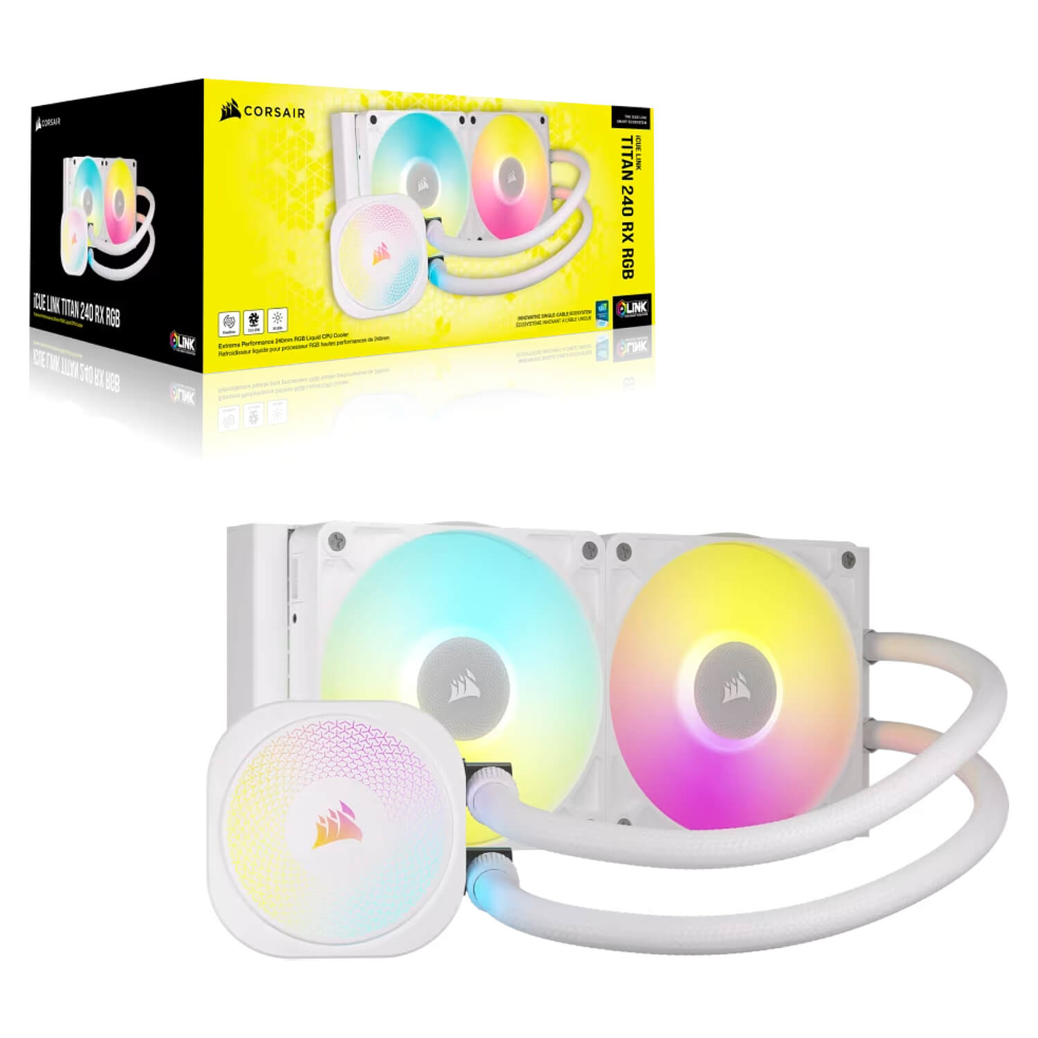 Corsair iCUE LINK TITAN 240 RX RGB AIO Liquid CPU Cooler White — image 2