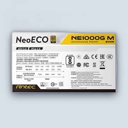 ANTEC PSU 1000W NE1000G M (ATX 3.0) NeoECO Gold White — image 4