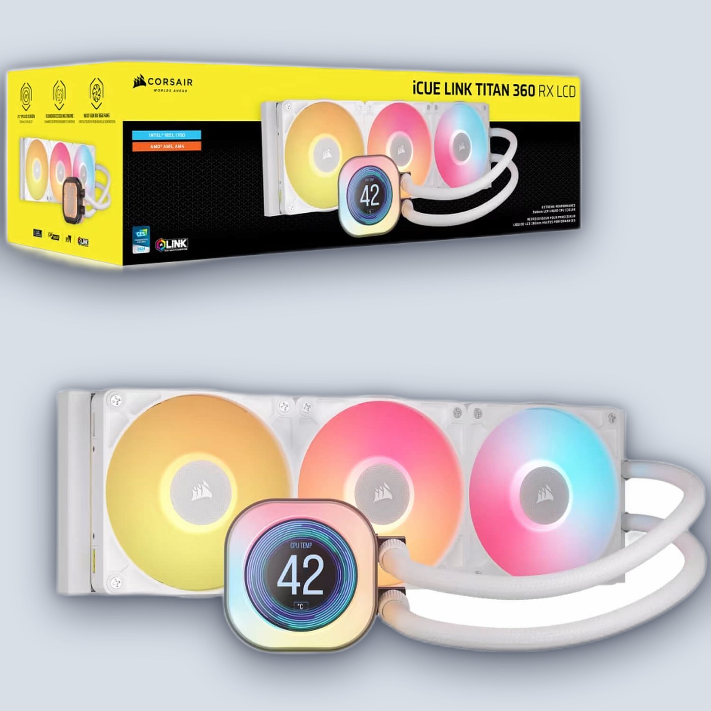 Corsair iCUE LINK TITAN 360 RX LCD AIO Liquid CPU Cooler White โ image 3