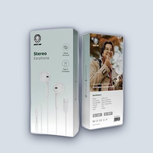 Green Lion Wired Stereo Earphones with Type-C Connector – White