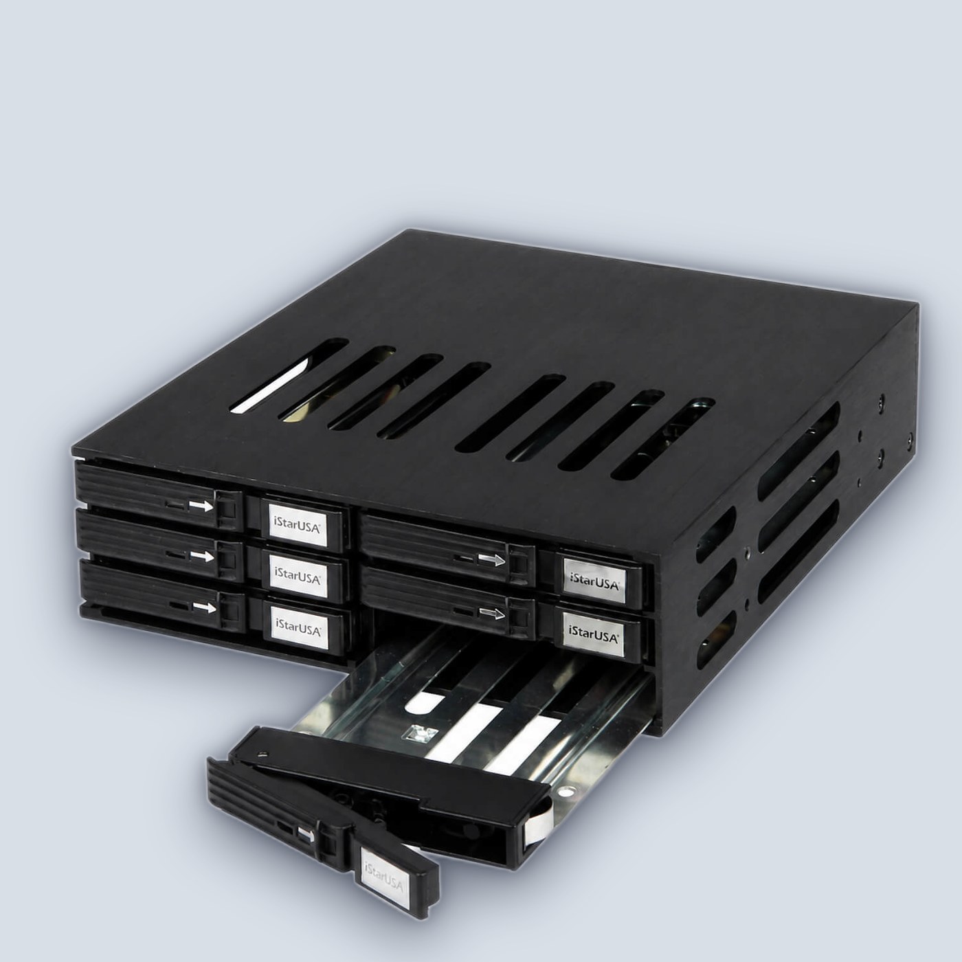 iStarUSA 5.25" to 6x2.5" SATA SAS 6 Gbps HDD SSD Hot-swap Rack — image 4