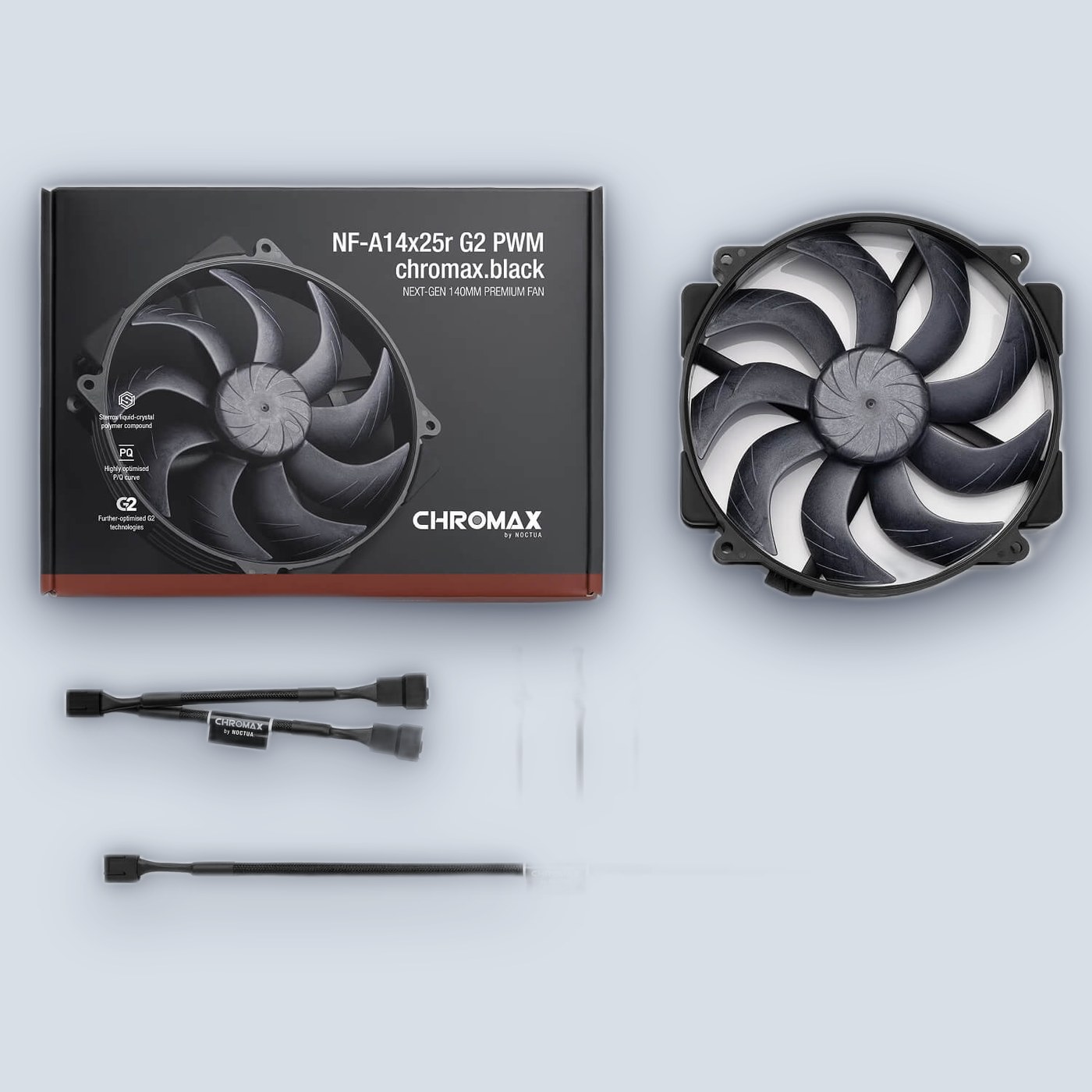 Noctua NF-A14x25r G2 PWM chromax.black 140mm Fan — image 4