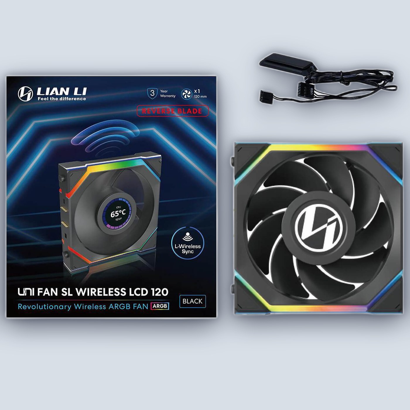 Lian-Li UNI SL Wireless LCD 120mm Reverse Black Fan โ image 2