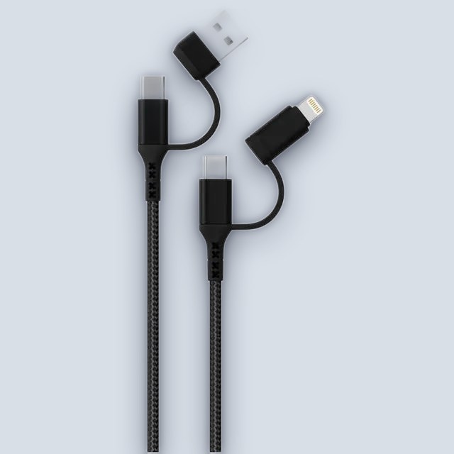 Green Lion Green Braided 2 in 2 Fast Charging Cable 1.2M 3A – Black