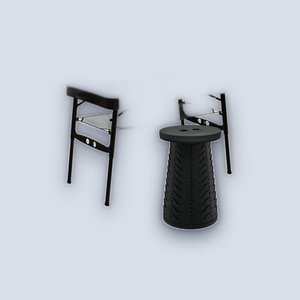 Green Lion Foldable Travel Camping Table & Stool – Black
