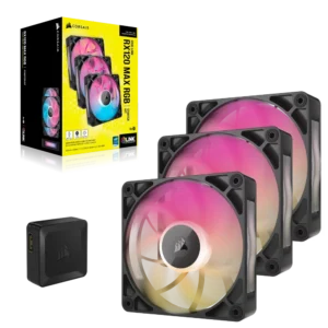 Corsair iCUE LINK RX120 MAX RGB 120mm Fan Kit - Black (3-Pack)