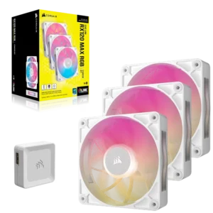 Corsair iCUE LINK RX120 MAX RGB White 120mm Fan Kit (3-Pack)