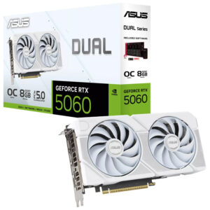 ASUS Dual RTX 5060 OC 8GB GDDR7 White Graphics Card