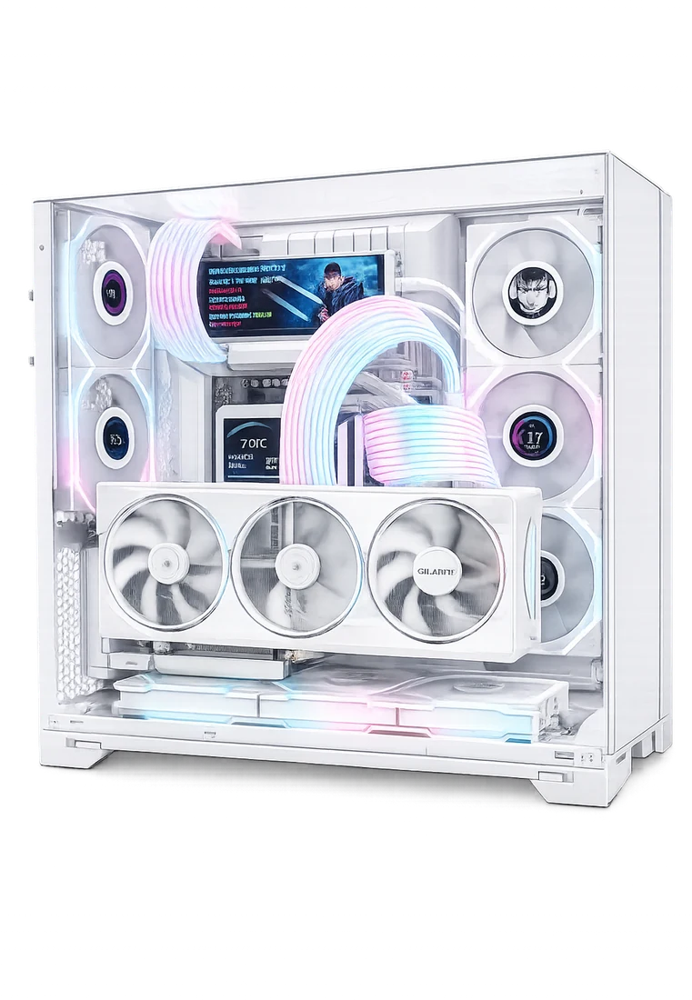 White custom gaming PC built by Halawani Tech Plus